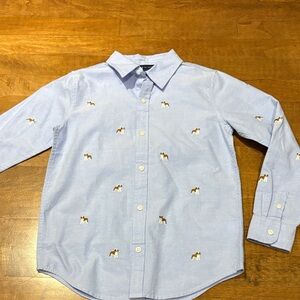 Blue Kids Shirt with Horse Embroidery